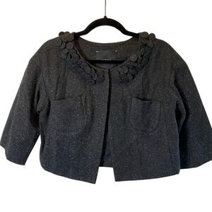 Robert Rodriguez Women's Tweed Cropped Cape Coat‎ Jacket Size 2 Button Collar
